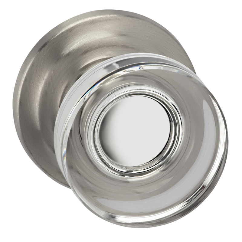 Omnia Prodigy Puck Glass Single Dummy Door Knob with Round Rosette